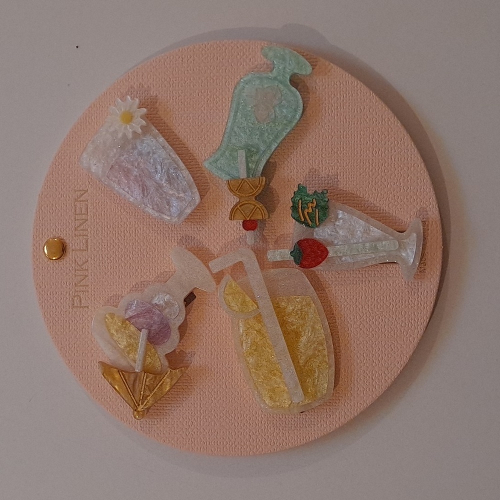 Pink Linen hair clips